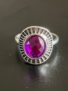 Purple crystal S925 silver ring size 7